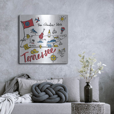 Art mural luxueux en métal «Tennessee» par Farida Zaman, 36 po x 36 po