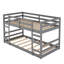 Lit simple au-dessus d'un lit superposé gris avec structure en pin massif pour plus de durabilité, garde-corps sur toute la longueur, espace idéal pour maisons restreintes, lit à lattes, gris, multiusage et esthétique,