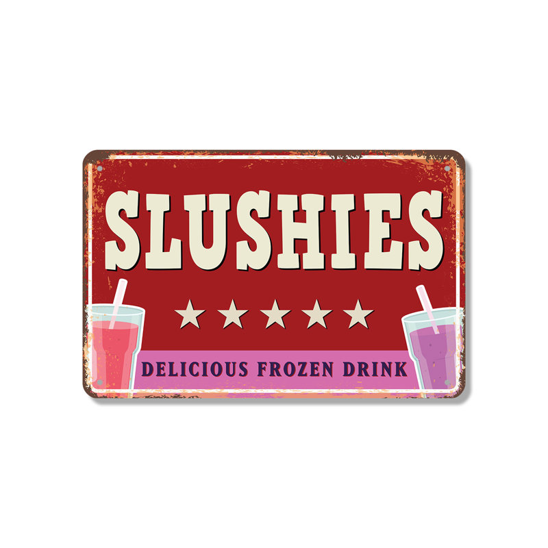 Enseigne de fantaisie en aluminium 10 po x 14 po Slushies Street