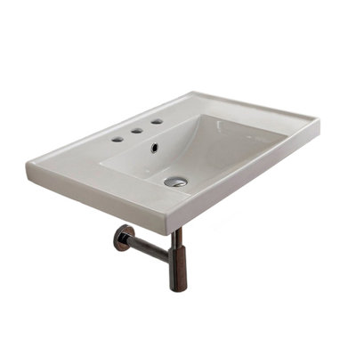 Scarabeo By Nameeks ML 18.5'' Glossy White Ceramic Rectangular Drop-in, Wall Mount Bathroom Sink with Overflow
