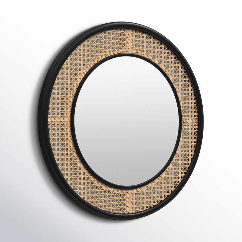 Serna Round Wall Mirror, Black