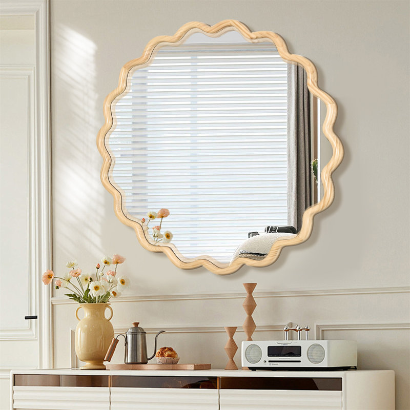 Miroir de meuble-lavabo en bois massif, 41,7 po x 41,8 po, Bois naturel