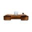 Bureau de direction 86,61 po luxueux et haut de gamme en bois de cire blanc brun-1236143308