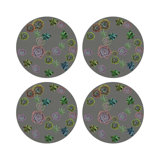 Succulents Floating Vegan Leather Round Pebble Placemat