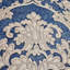 Papier peint damassé baroque bleu marine beige