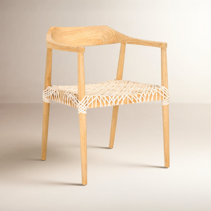 Bruna 22'' Wide Dinning Chair, White Genuine Leather, Natural
