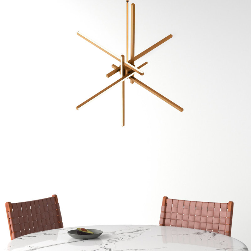 Rochelle 6-Light Sputnik Dimmable Integrated LED Pendant, Aged Brass, 29"