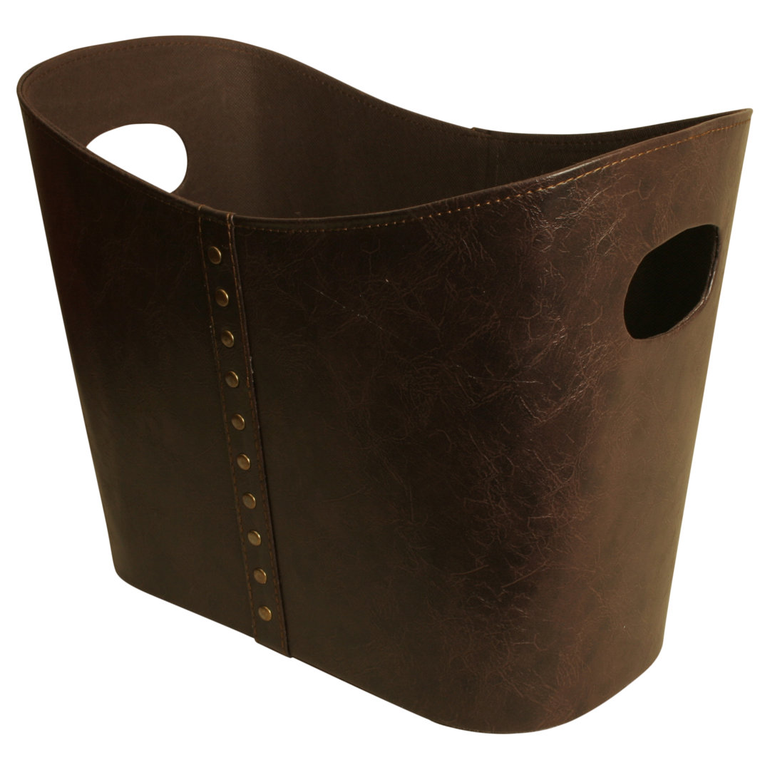 Gracie Oaks Faux Leather Decorative Bin Gracie Oaks