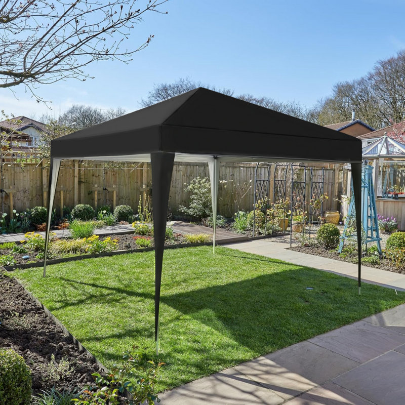 Easy Up Garden Outdoor 2m W x 2m D Steel Soft-top UV Patio Gazebo, Black