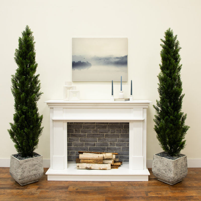 4ft. Artificial Topiary Cedar Tree UV Resistant (Indoor/Outdoor) - Set of 2, 72" H x 17" W x 17" D