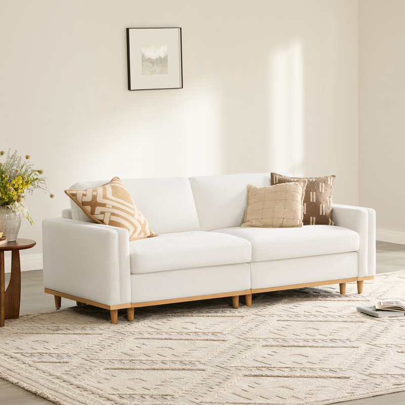 Canapé modulaire surdimensionné 2 pièces avec pieds en bois massif Laima, Crème, crème
