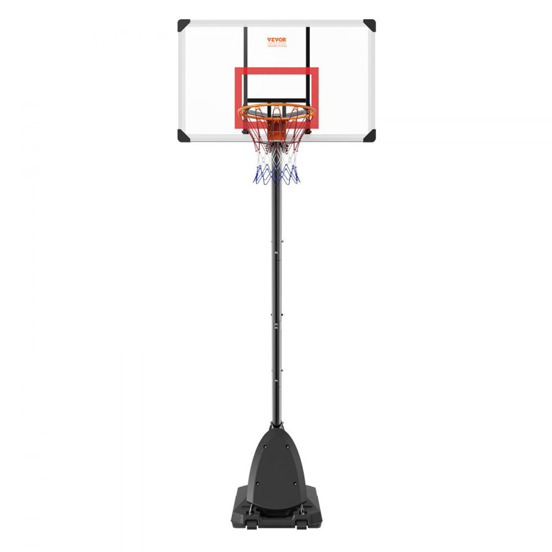 Panier de basketball portatif à hauteur ajustable, H 43 po x l 27 po x P 10 po
