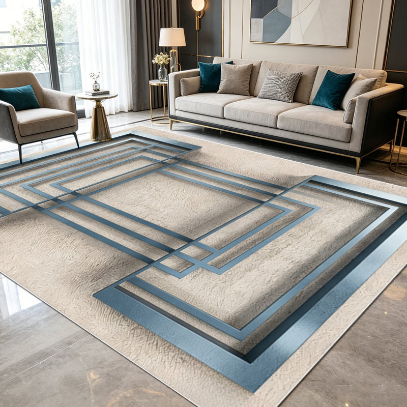 1PC Modern Minimalist Geometric Metal Frame area rugs for Living Room, Soft and Comfortable, Suitable for all seasons, easy-to-maintain, machine washable Indoor floor mat, Under Table Farmhouse suitable for dining table, bedroom bedside, entryway,