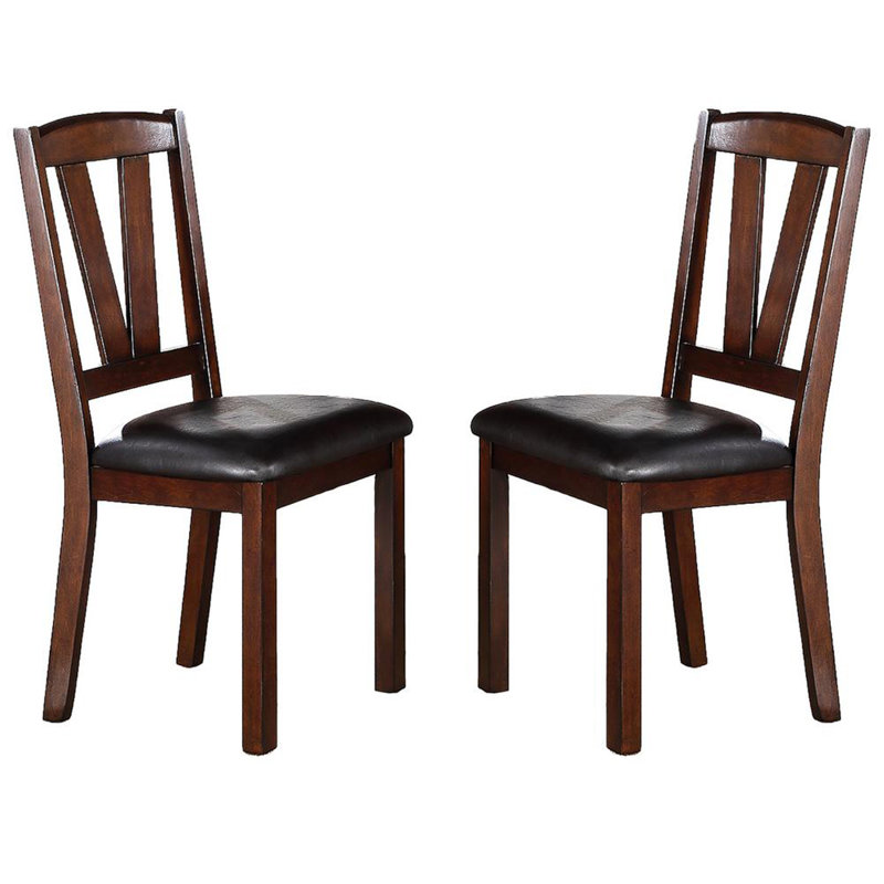 Ensemble de 2 chaises de salle à manger avec dossier en bois de noyer foncé