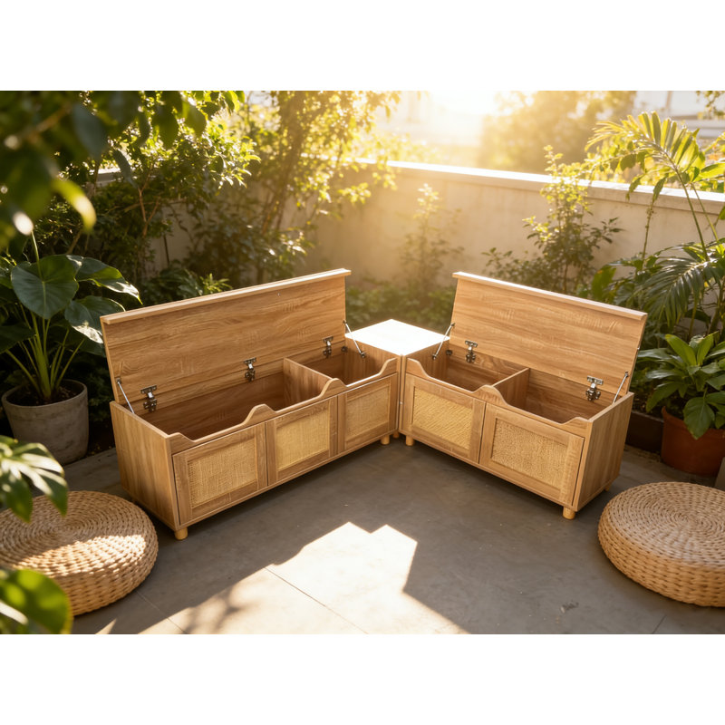 Banc de rangement d'extérieur pour chaussures de 63 po de largeur