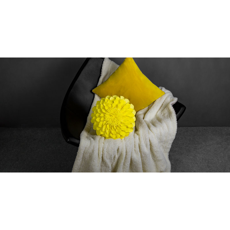  Housse de coussin décoratif à motif floral 3D, Jaune clair, 14 po x 14 po