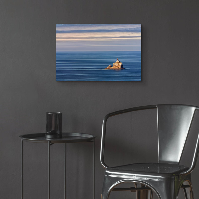 Art mural en verre Latitude Run® «Tillamook Rock Lighthouse» par Rick Berk, H 16 po x l 24 po x P 0,2 po