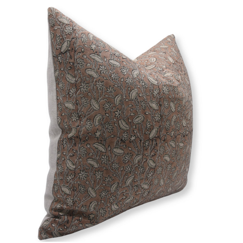 Housse de coussin en tissu de lin imprimé à la main 14 x 20 blocs - PISTA, 20 po x 14 po
