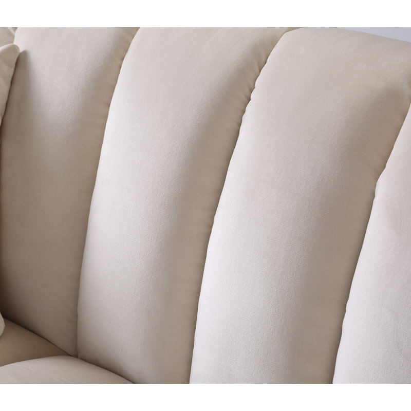 Canapé-lit double en velours avec rangement Biscuit, Velours beige, H 33,75 po x l 82,7 po x P 45,25 po