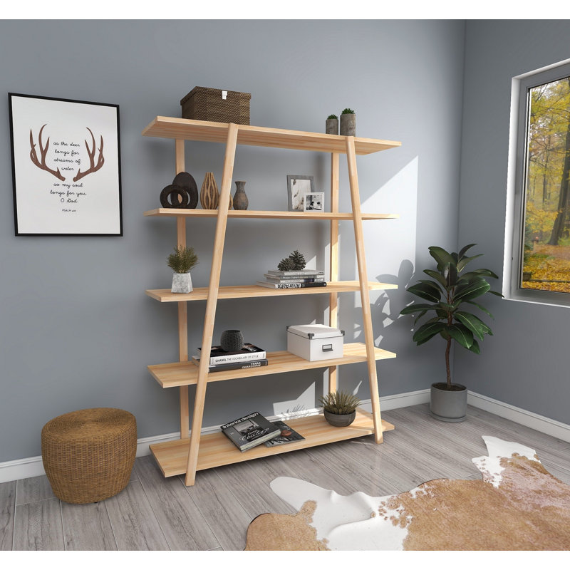 Bibliothèque en bois massif Heinen, Naturel, (5 tablettes) H 63 po x l 31 po x P 10 po