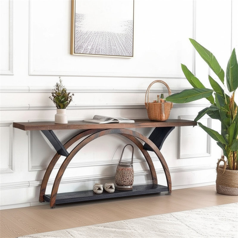 70.87" Console Table With Storage Shelf