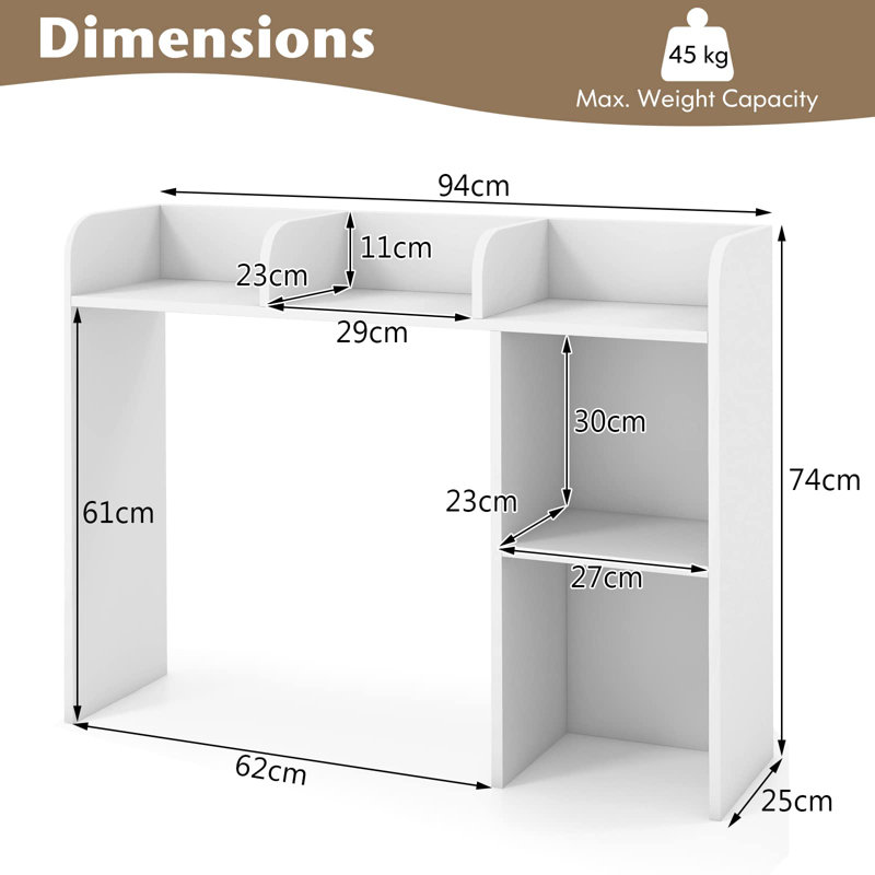 74cm H x 94cm W Bookcase, White