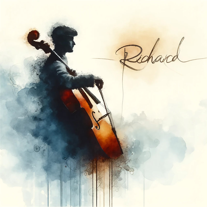 Contemplation musicale, aquarelle, art mural sur toile tendue, H 30 po x l 30 po x P 1,5 po
