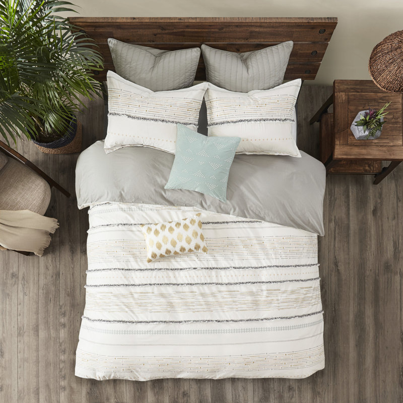 Housse de couette en coton avec pompons