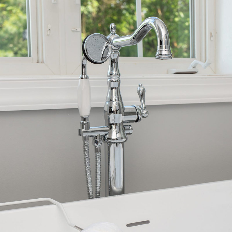 1 Handle Floor Clawfoot Tub Faucet with Diverter