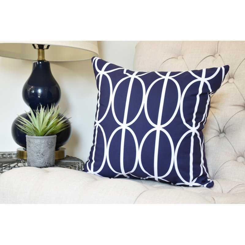 Housse et insert de coussin carré Palm Beach, Bleu marine, 16 po x 1 po