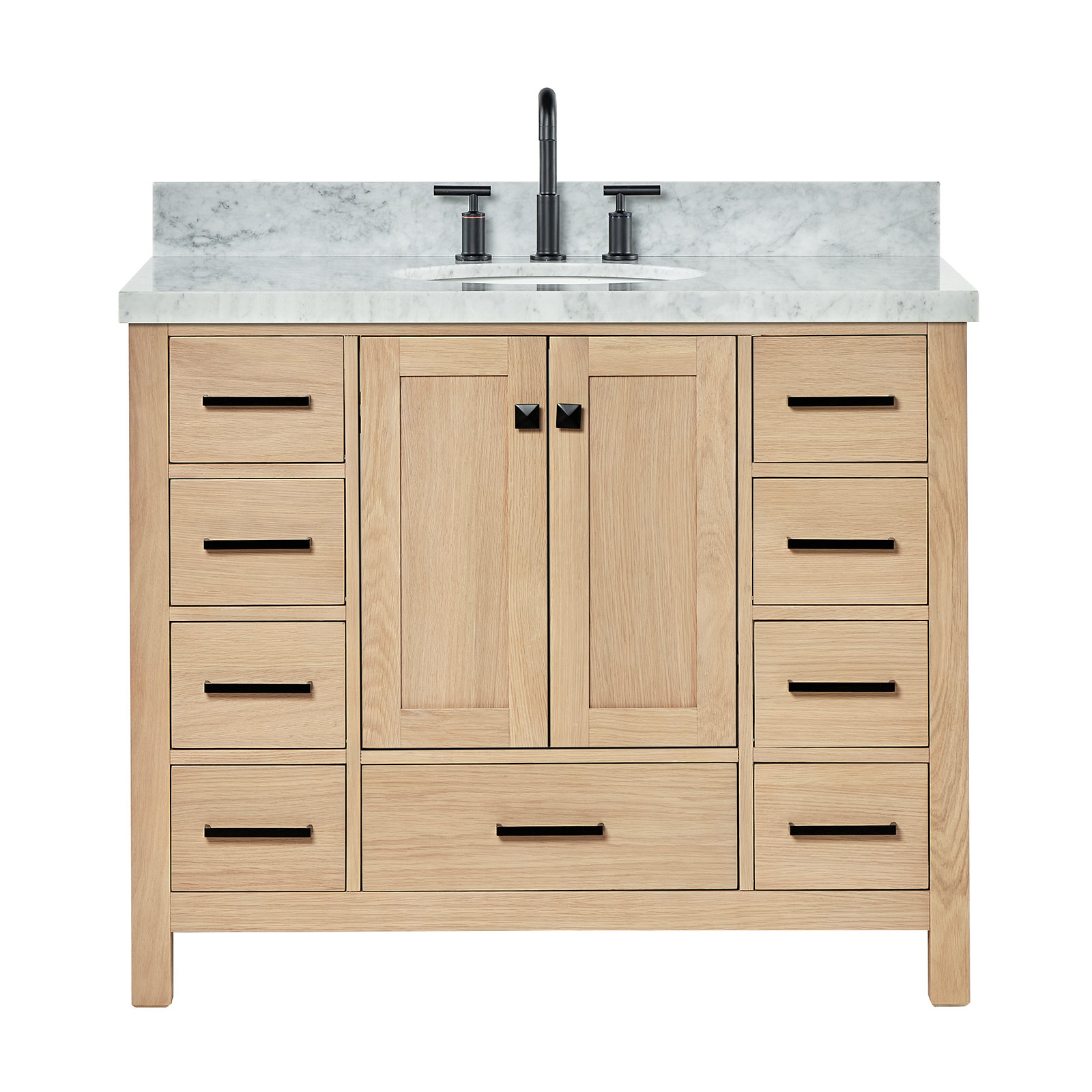 Cambridge 43'' Single Bathroom Vanity, Oak / Matte Black