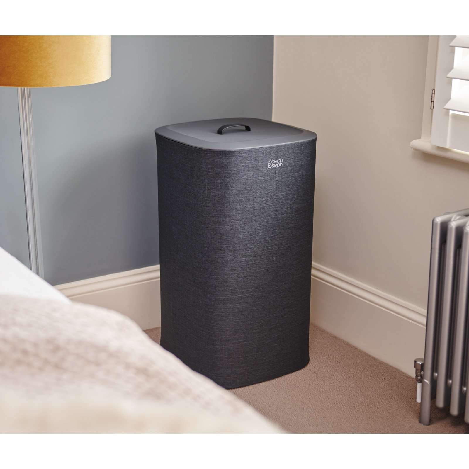 Joseph Joseph Tota Laundry Hamper Separation Basket with Lid, Carbon Black, 60-Liter (15.75"  x 15.75" x 28")