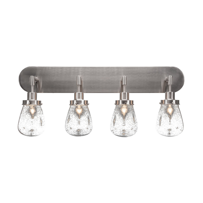 Elwell 4 Light Bath Bar Shown With 5" Glass, Chrome, Clear
