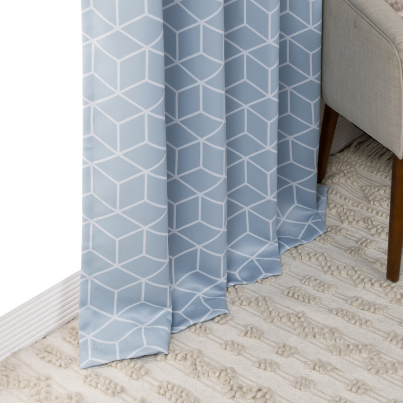 Kamri Polyester Room Darkening Curtain Panel Pair Single Panel, Blue, 52" W x 84" L