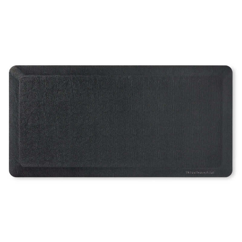 KitchenAid Gourmet Series Kitchen Comfort Gel Mat Solid Basketweave Ink Blue 20"x39", Matte Black