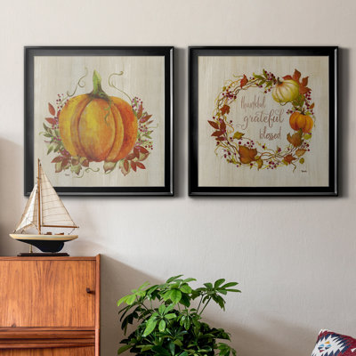 «Pumpkin in Fall», ensemble de 2 peintures sur toile encadrées