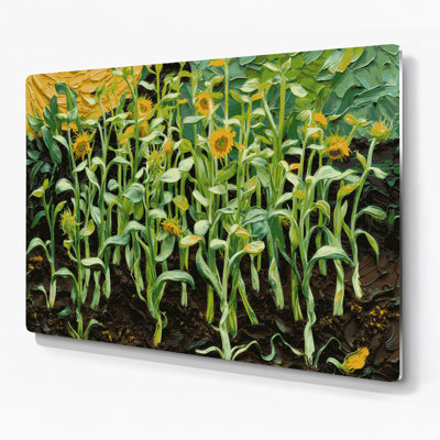 Vegetables Sunflower Microgreens Brown Metal Wall Art