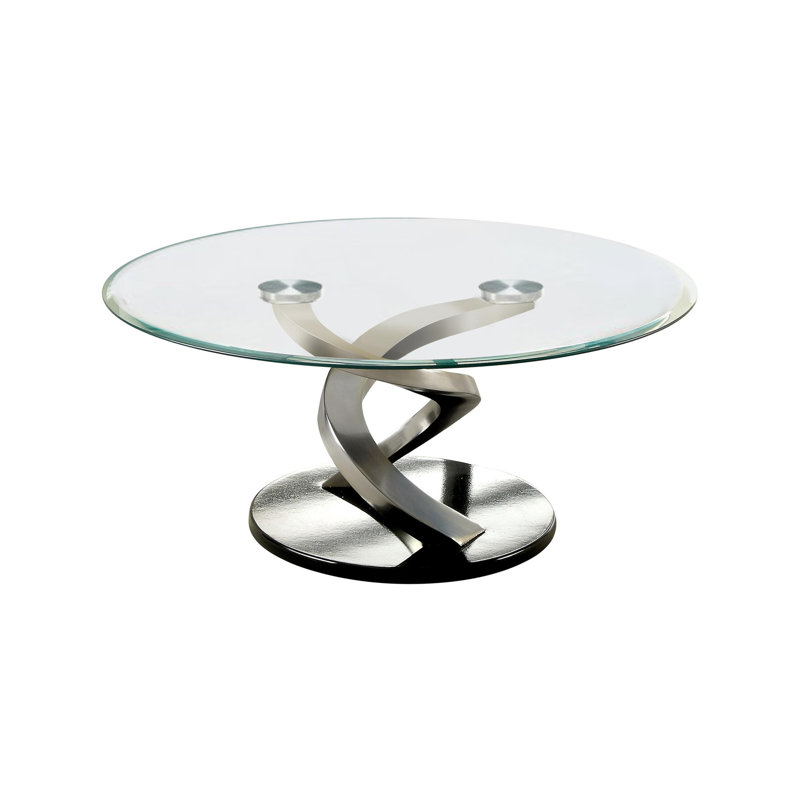 Table basse contemporaine de 38,4 po de largeur, plaquée satinée / noire