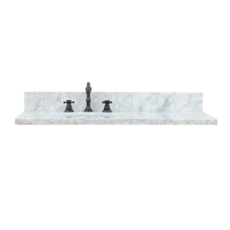 Plateau de meuble-lavabo simple 37 po avec lavabo, Marbre de Carrare blanc, Gauche