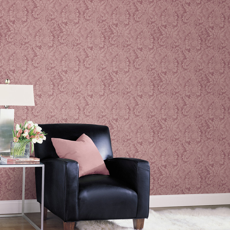 Garretson 10m x 52.8cm Satin Wallpaper Roll, Plum
