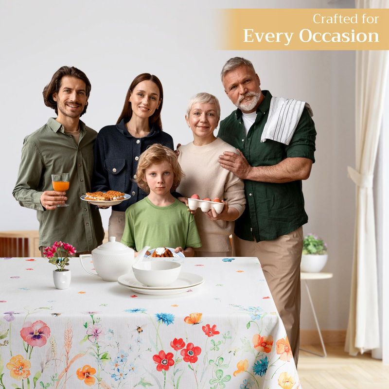 Maison d' Hermine Table Cloth Square Table 100% Cotton 60 x 60 Inches Tablecloth Reusable Decorative for Dining Room Farmhouse Home Valentines Day Decorations Spring Summer - Summer Whisper