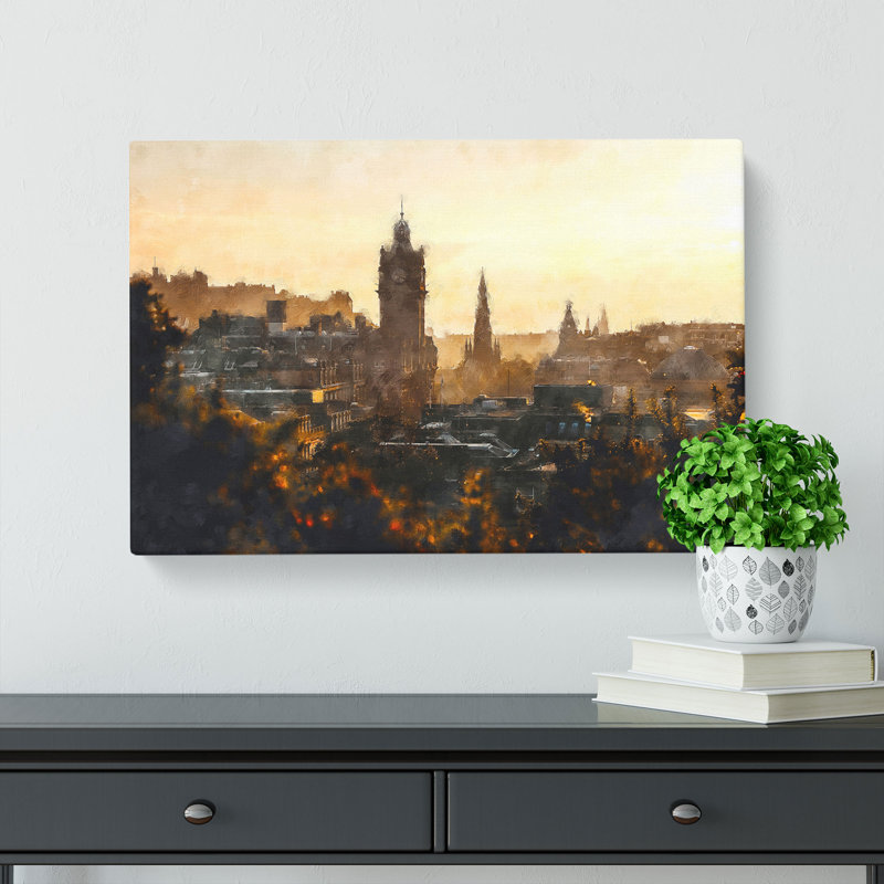 View Of Edinburgh From Calton Hill - Wrapped Canvas Print, 35cm H x 50cm W x 3cm D