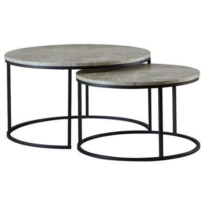 Hanover 2-Piece Round Faux Marble Nesting Coffee Table