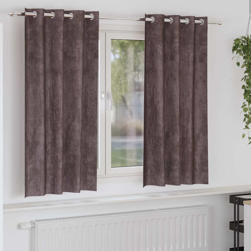 Alithia Velvet Room Darkening Curtain Pair, Brown, 140cm Width x 175cm Drop
