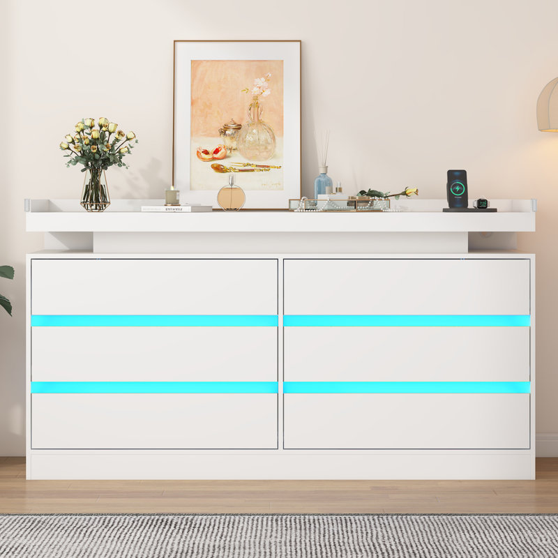 Commode 6 tiroirs Katyana, Blanc