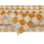 Tapis à carreaux fait à la main en beige et orange, 100% laine douce et confortable