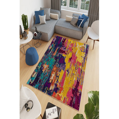Eco-Friendly Non-Slip Area Rug, 4.6 x 7.2 Feet | 100% Polyester, Antibacterial, Machine Washable | 650 g/m², 0.16 in Pile Height, Digital Print | Perfect for Living Room, Bedroom, and High-Traffic Areas