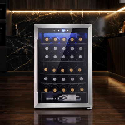 Mini réfrigérateur à boissons de 4,4 pieds cubes, capacité de 37 bouteilles / 145 canettes, bouton tactile, 32 ° F-61 ° F, faible bruit <38dB, lumière DEL, tablettes amovibles