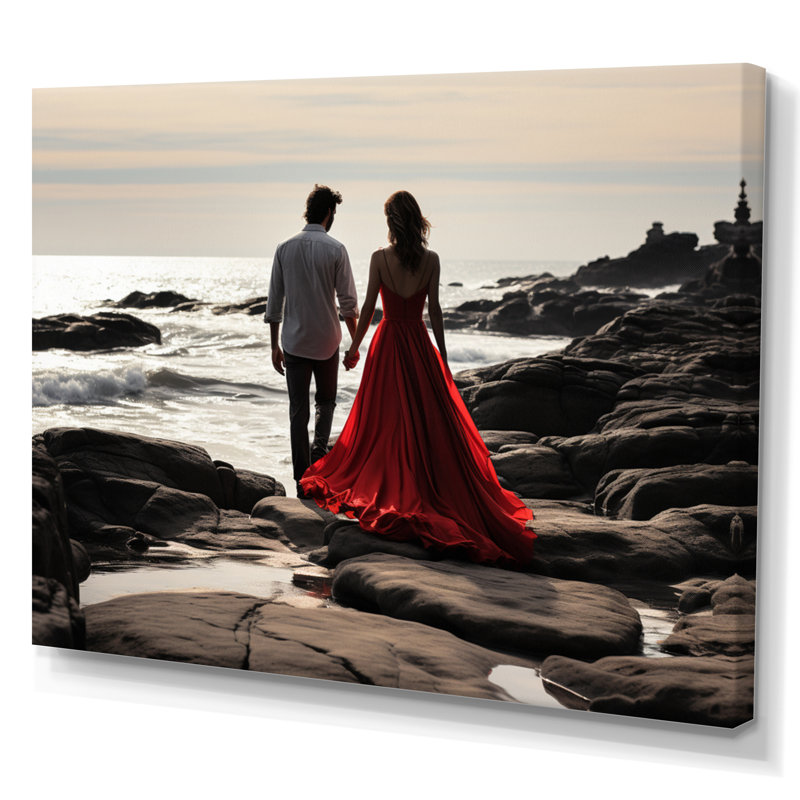 Beach Seaside Romance - Nautical & Beach Wall Art Living Room, H 24 po x l 32 po x P 1 po, Toile tendue
