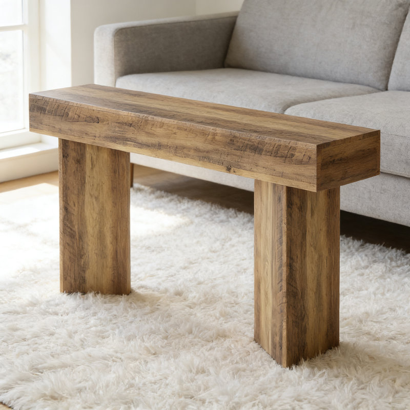 Console large avec pieds en bois